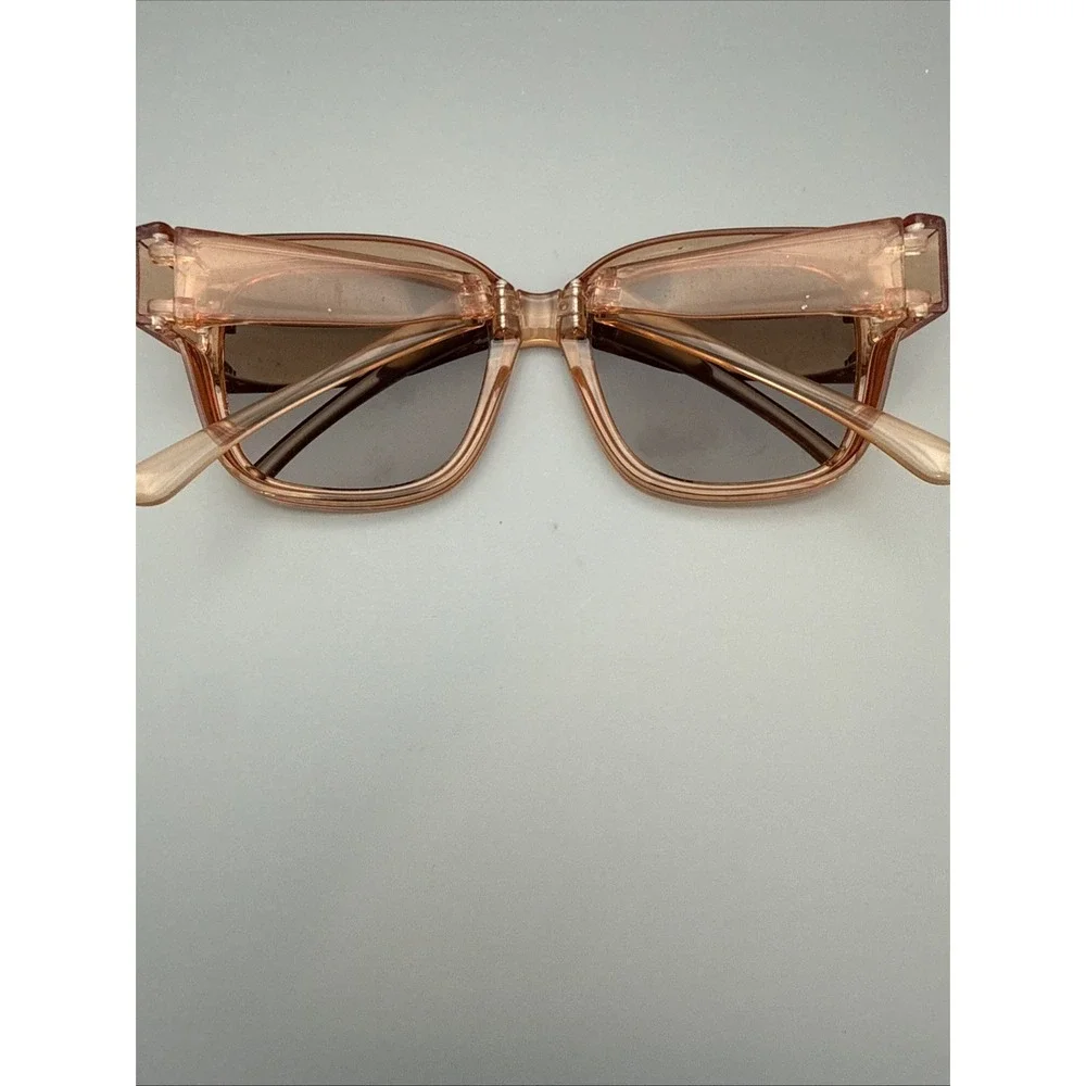Square Oversize Sunglasses Orange Translucent Brown Lenses & Acrylic Frame Style